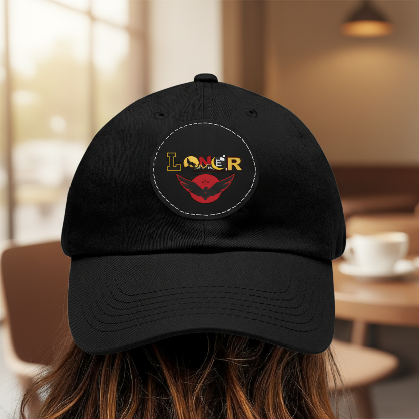 Dad Hat - Lone Wolf Themed Unisex Dad Hat with Leather Patch (Round) Unisex Printify