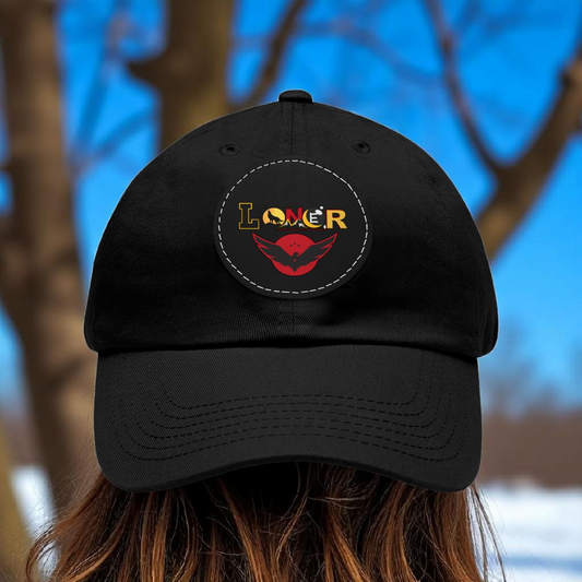 Dad Hat - Lone Wolf Themed Unisex Dad Hat with Leather Patch (Round) Unisex