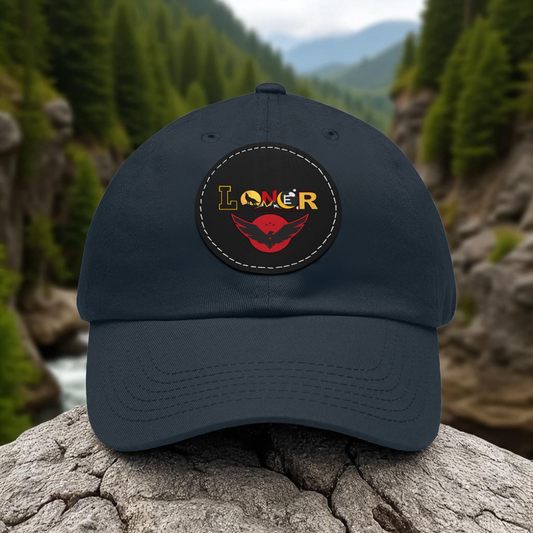 Dad Hat - Lone Wolf Themed Unisex Dad Hat with Leather Patch (Round) Unisex