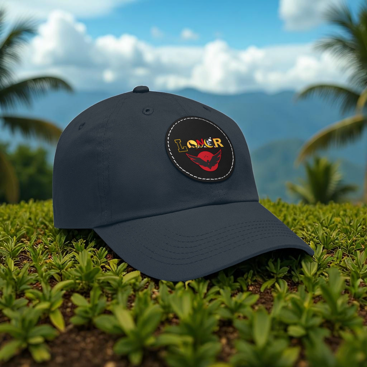 Dad Hat - Lone Wolf Themed Unisex Dad Hat with Leather Patch (Round) Unisex Printify