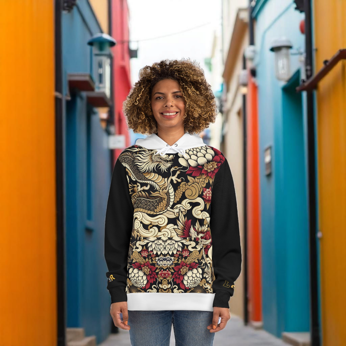 Stylish Dragon Hoodie, Unique Fashion Sweatshirt, AOP Design, Trendy Streetwear