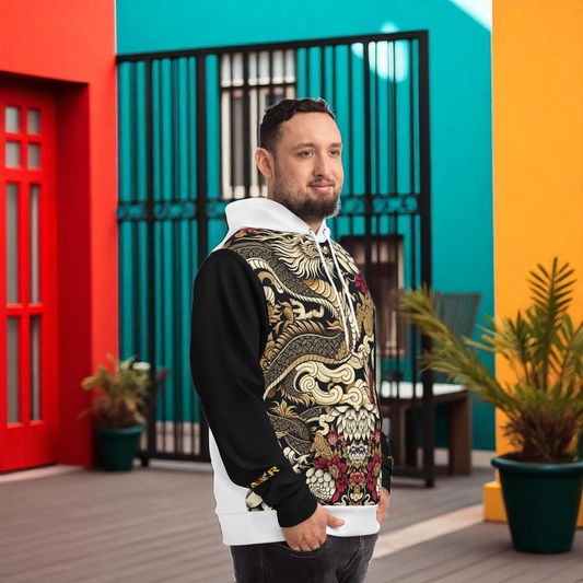 Stylish Dragon Hoodie, Unique Fashion Sweatshirt, AOP Design, Trendy Streetwear