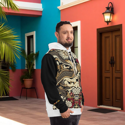 Stylish Dragon Hoodie, Unique Fashion Sweatshirt, AOP Design, Trendy Streetwear