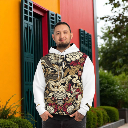 Stylish Dragon Hoodie, Unique Fashion Sweatshirt, AOP Design, Trendy Streetwear