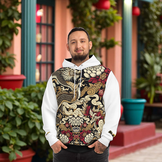 Stylish Dragon Hoodie, Unique Fashion Sweatshirt, AOP Design, Trendy Streetwear