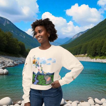ElephantUnisex Sweatshirt, Handcrafted Space Design Comfy Pullover, Celestial Print