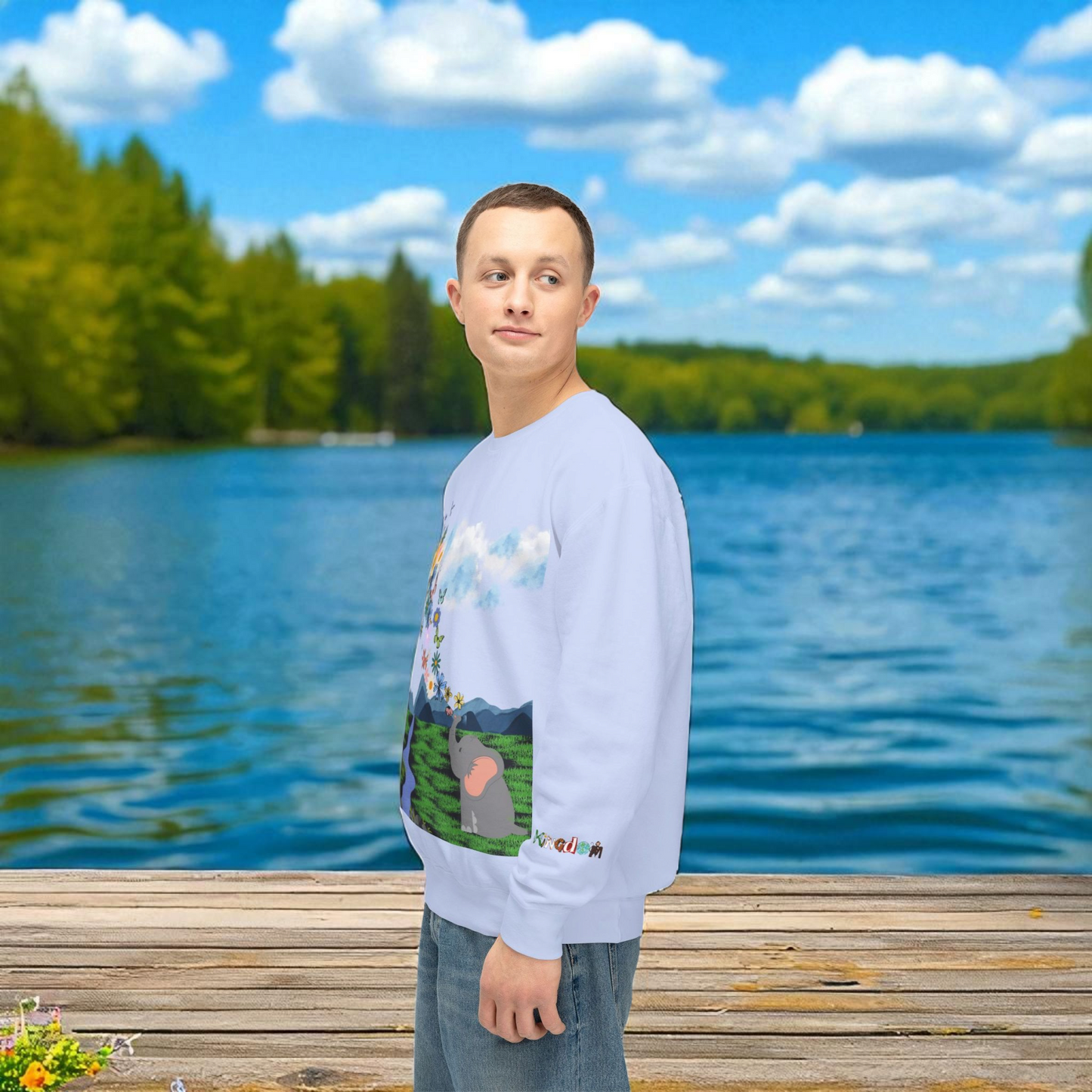 ElephantUnisex Sweatshirt, Handcrafted Space Design Comfy Pullover, Celestial Print