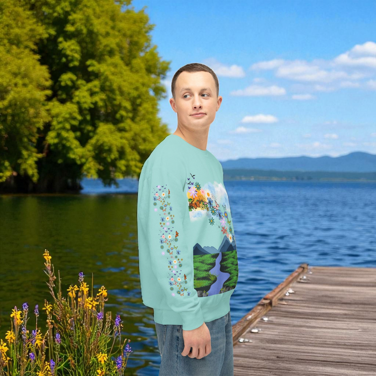 ElephantUnisex Sweatshirt, Handcrafted Space Design Comfy Pullover, Celestial Print Printify