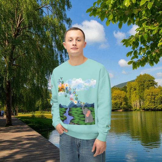 ElephantUnisex Sweatshirt, Handcrafted Space Design Comfy Pullover, Celestial Print