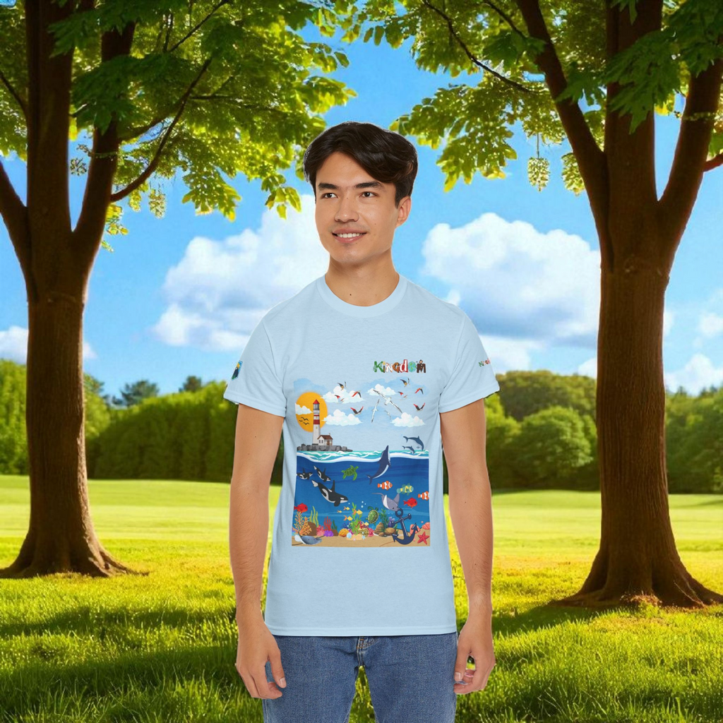Nautical Dolphins Graphic Unisex T-shirt Printify