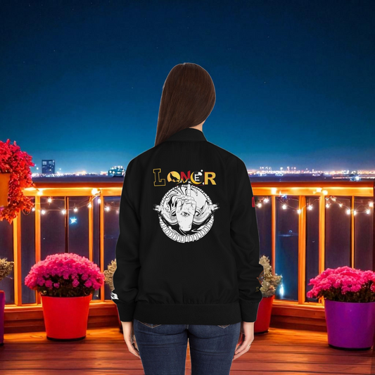 Gothic Bomber Jacket, Eye Art Women's Outerwear, Unique All Over Print Jacket