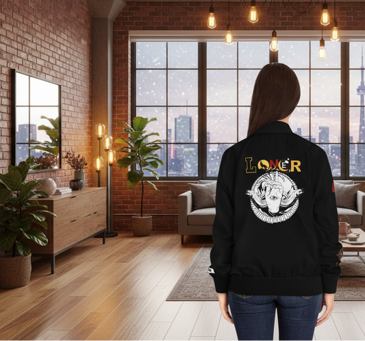 Gothic Bomber Jacket, Eye Art Women's Outerwear, Unique All Over Print Jacket