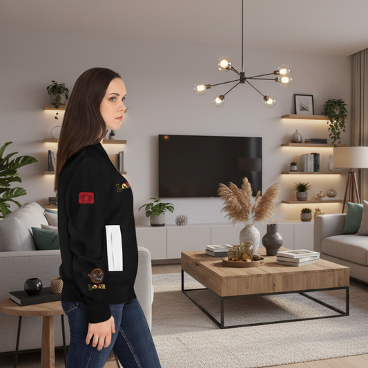 Gothic Bomber Jacket, Eye Art Women's Outerwear, Unique All Over Print Jacket