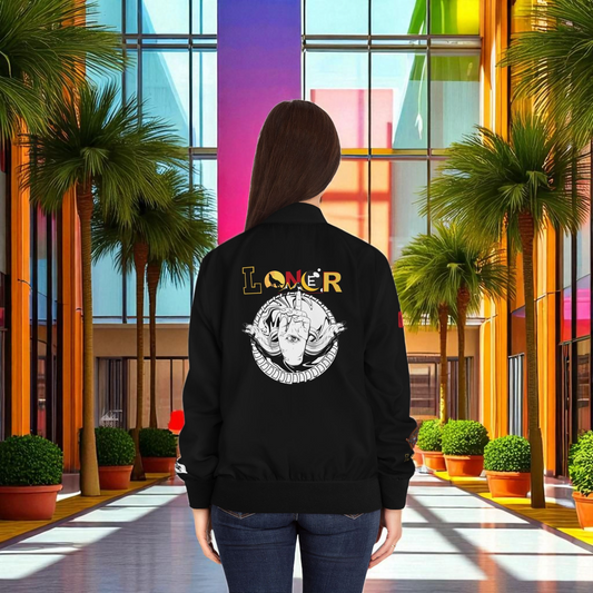 Gothic Bomber Jacket, Eye Art Women's Outerwear, Unique All Over Print Jacket