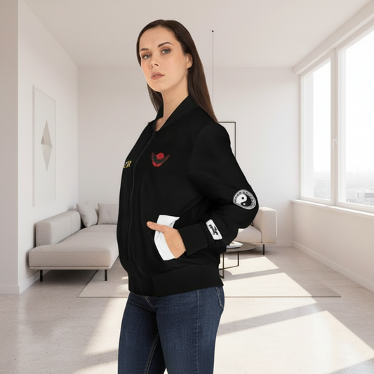 Gothic Bomber Jacket, Eye Art Women's Outerwear, Unique All Over Print Jacket