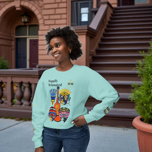 Hand-Drawn Afro Music Graphic Sweatshirt - Unisex Lightweight Crewneck, Music Lover Gift