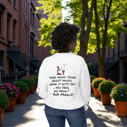 Hand-Drawn Afro Music Graphic Sweatshirt - Unisex Lightweight Crewneck, Music Lover Gift