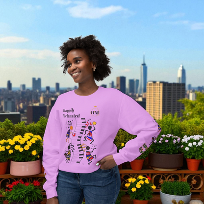 Hand-Drawn Afro Music Graphic Sweatshirt - Unisex Lightweight Crewneck