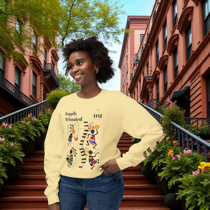 Hand-Drawn Afro Music Graphic Sweatshirt - Unisex Lightweight Crewneck