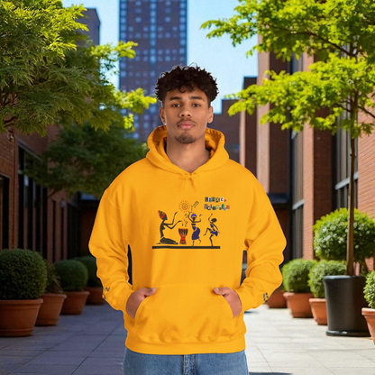 Ethnic Streetwear Unisex Heavy Blend, Hand-Drawn Tribal Music Art, Daily Wear