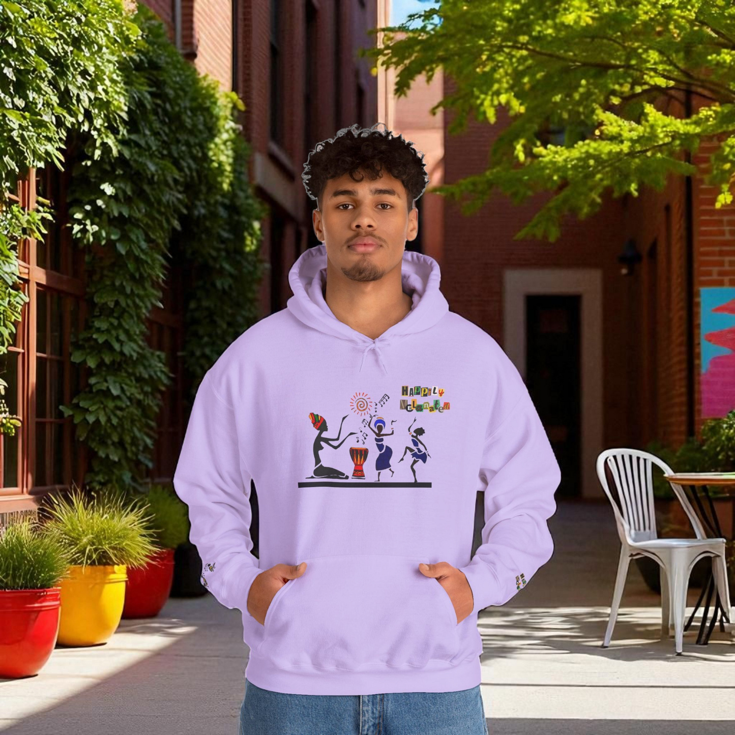 Ethnic Streetwear Unisex Heavy Blend, Hand-Drawn Tribal Music Art, Daily Wear
