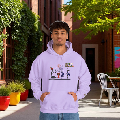Ethnic Streetwear Unisex Heavy Blend, Hand-Drawn Tribal Music Art, Daily Wear