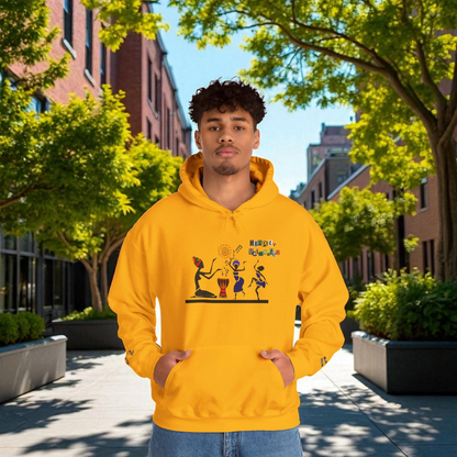 Ethnic Streetwear Unisex Heavy Blend, Hand-Drawn Tribal Music Art, Daily Wear