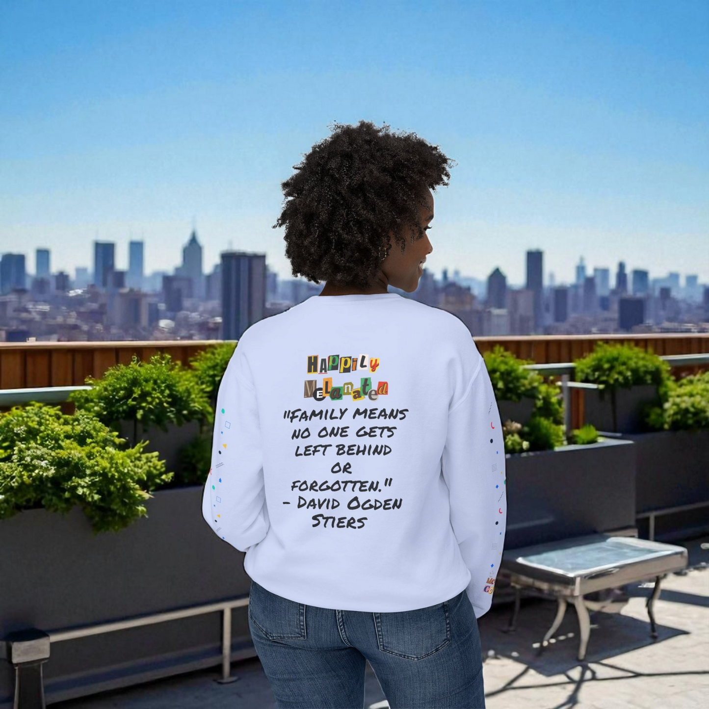 Bold Ethnic Unisex Light Weight Crewneck, Hand-drawn Tribal Family Doodle Design