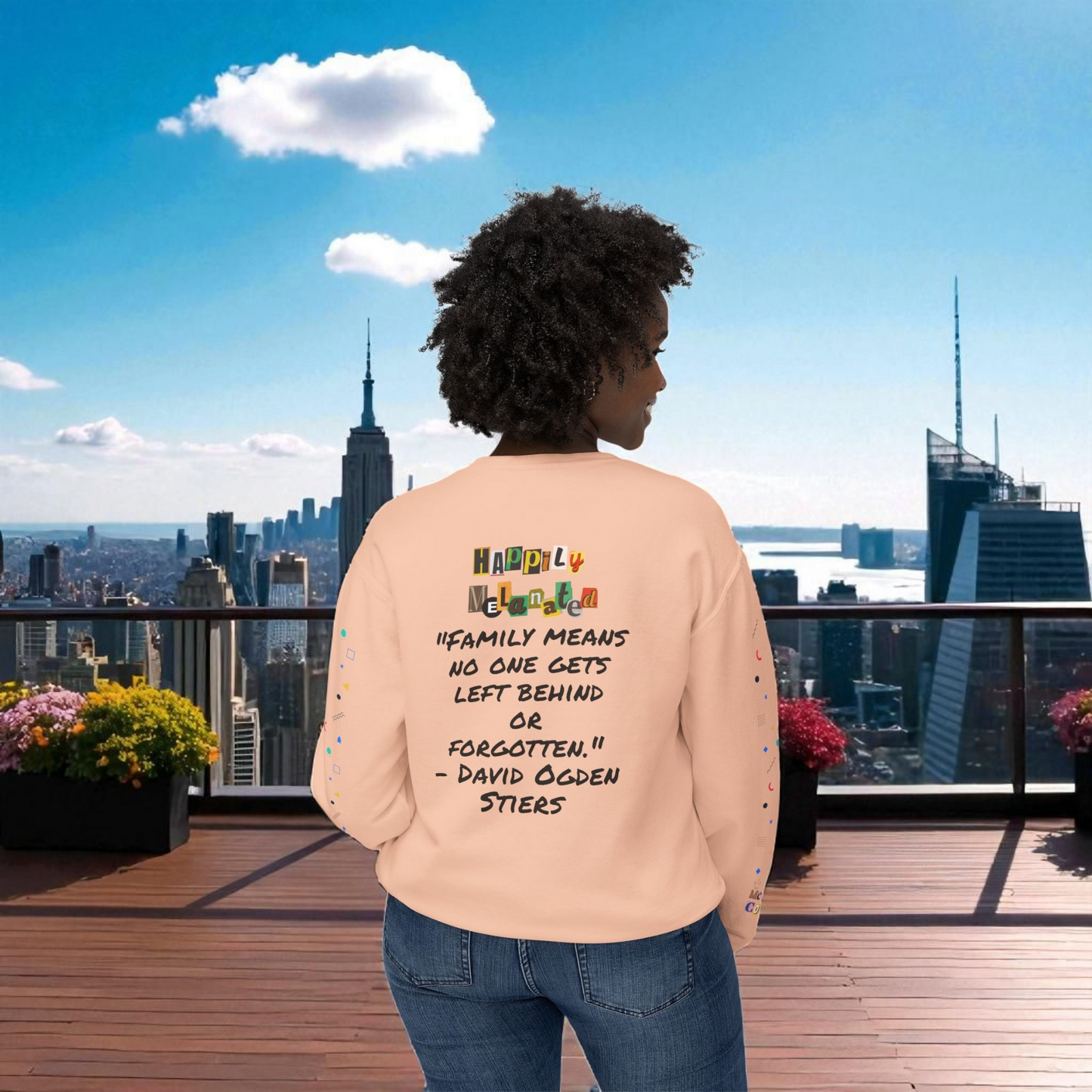 Bold Ethnic Unisex Light Weight Crewneck, Hand-drawn Tribal Family Doodle Design