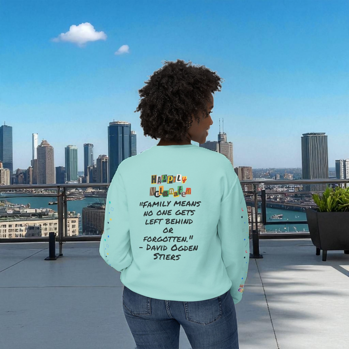 Bold Ethnic Unisex Light Weight Crewneck, Hand-drawn Tribal Family Doodle Design