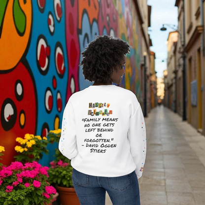 Bold Ethnic Unisex Light Weight Crewneck, Hand-drawn Tribal Family Doodle Design