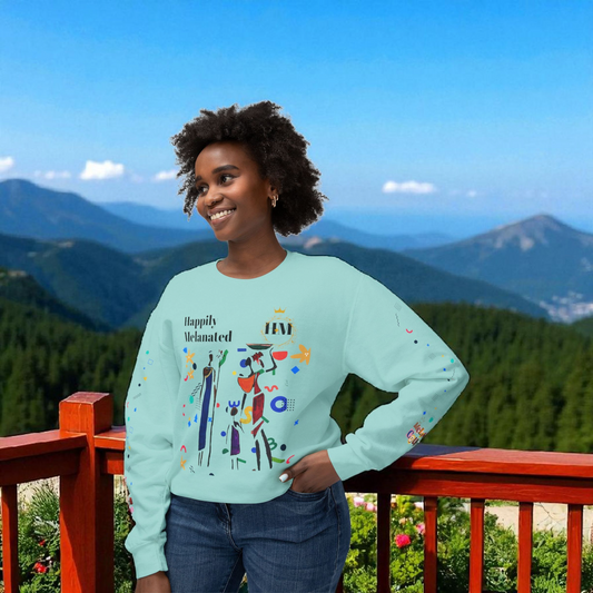 Bold Ethnic Unisex Light Weight Crewneck, Hand-drawn Tribal Family Doodle Design