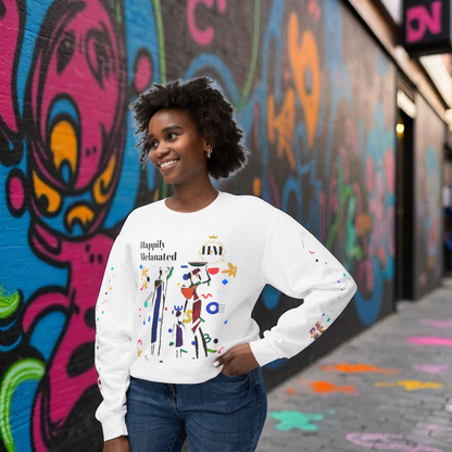 Bold Ethnic Unisex Light Weight Crewneck, Hand-drawn Tribal Family Doodle Design
