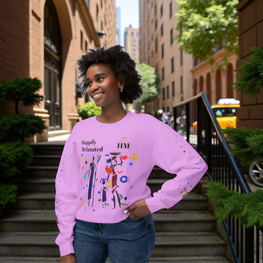 Bold Ethnic Unisex Light Weight Crewneck, Hand-drawn Tribal Family Doodle Design