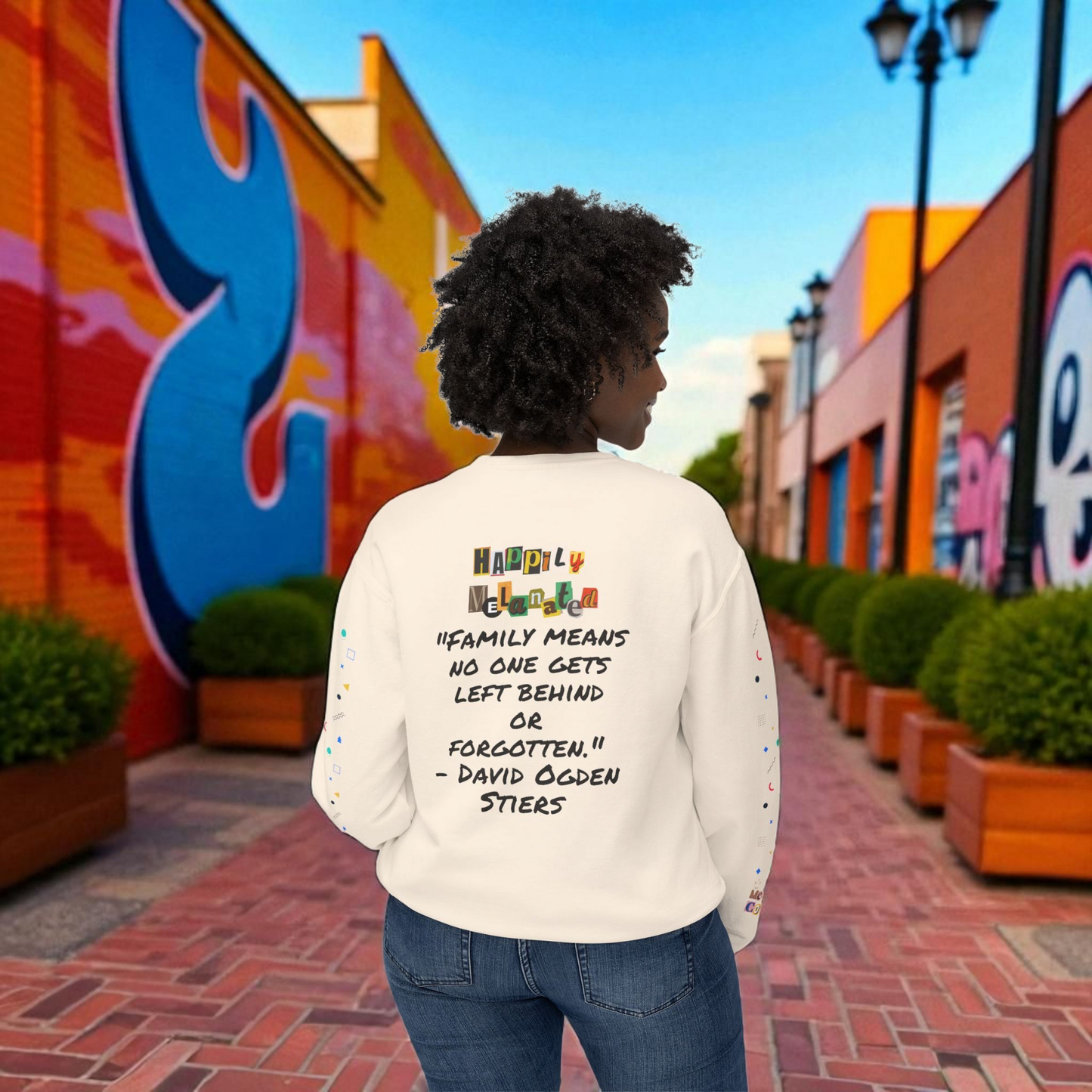 Bold Ethnic Unisex Light Weight Crewneck, Hand-drawn Tribal Family Doodle Design