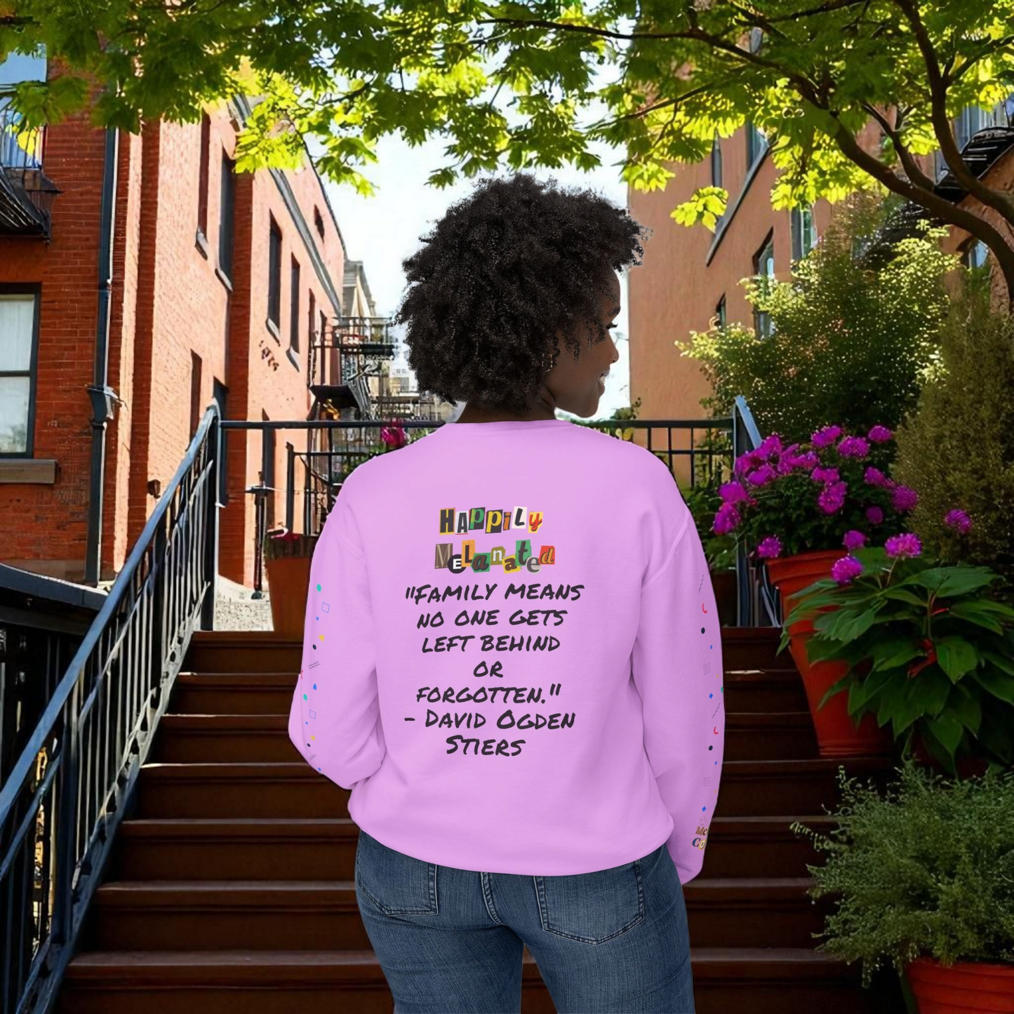 Bold Ethnic Unisex Light Weight Crewneck, Hand-drawn Tribal Family Doodle Design