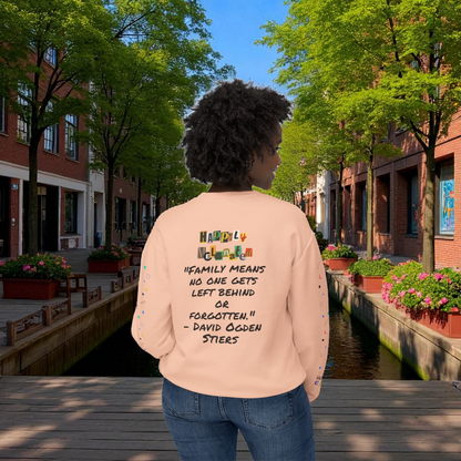 Bold Ethnic Unisex Light Weight Crewneck, Hand-drawn Tribal Family Doodle Design