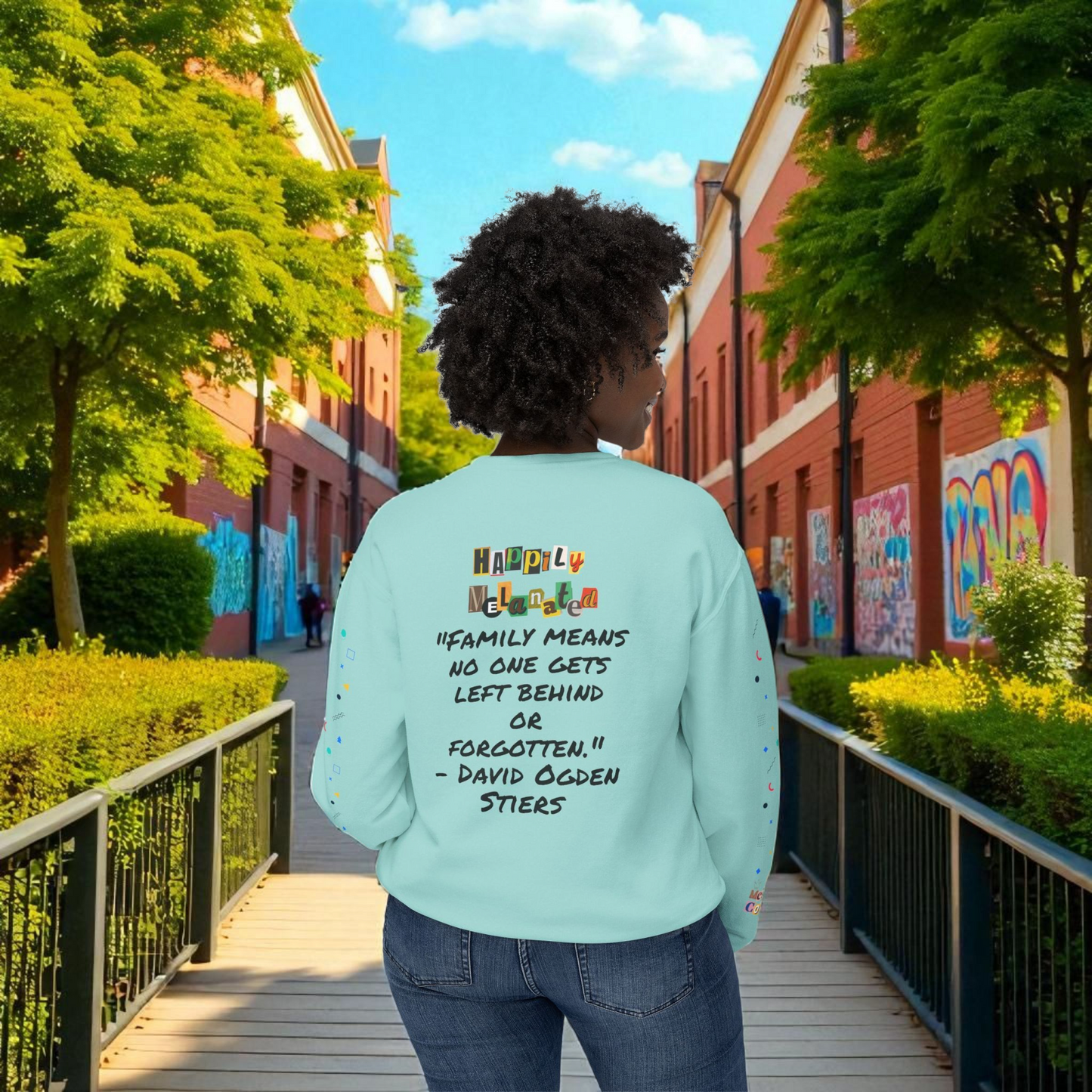 Bold Ethnic Unisex Light Weight Crewneck, Hand-drawn Tribal Family Doodle Design