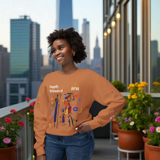 Bold Ethnic Unisex Light Weight Crewneck, Hand-drawn Tribal Family Doodle Design