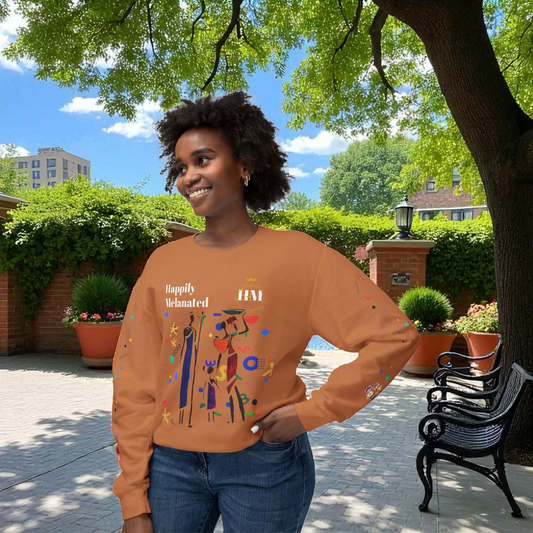 Bold Ethnic Unisex Light Weight Crewneck, Hand-drawn Tribal Family Doodle Design