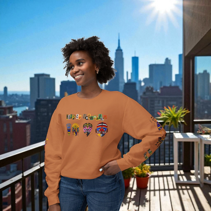 Handcrafted Afro Music Cartoon Graphic Unisex Lightweight Crewneck Sweatshirt