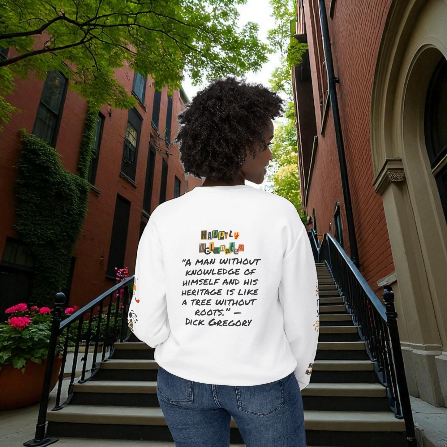 Handcrafted Afro Music Cartoon Graphic Unisex Lightweight Crewneck Sweatshirt