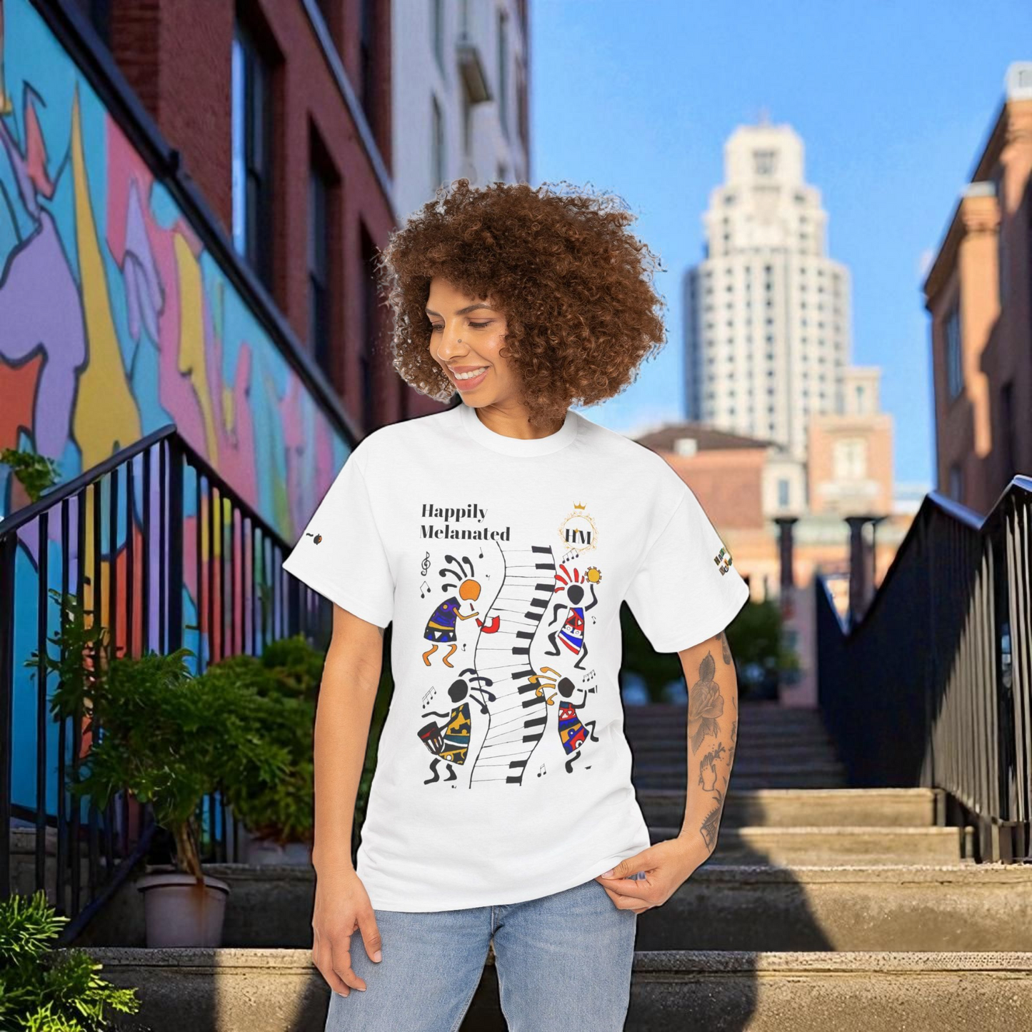 Afro Music, Piano Graphic Unisex Tee, Hand Drawn Music Shirt, Jazz Lover Gift, Musical Art