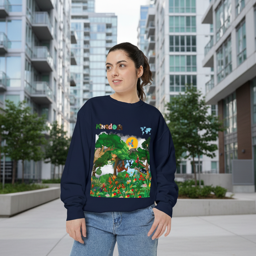 Jungle Theme Unisex Garment-Dyed Sweatshirt, Wild Animals Graphic, Safari Lover Gift Printify