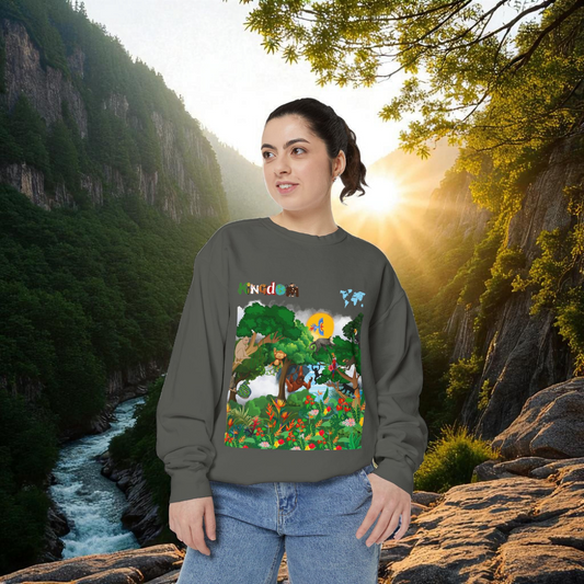 Jungle Theme Unisex Garment-Dyed Sweatshirt, Wild Animals Graphic, Safari Lover Gift