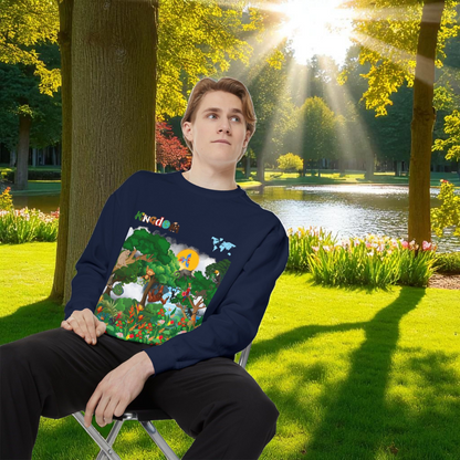 Jungle Theme Unisex Garment-Dyed Sweatshirt, Wild Animals Graphic, Safari Lover Gift