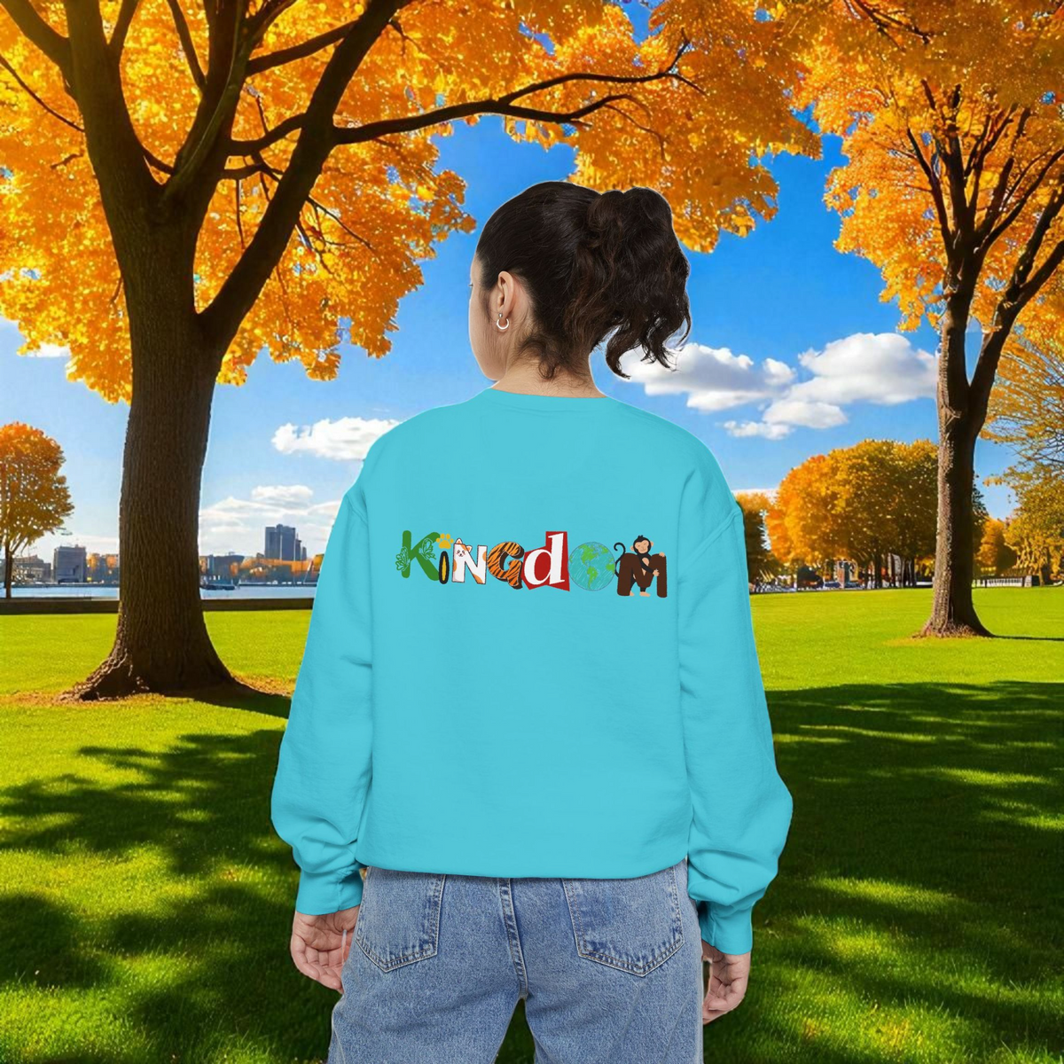 Jungle Theme Unisex Garment-Dyed Sweatshirt, Wild Animals Graphic, Safari Lover Gift Printify