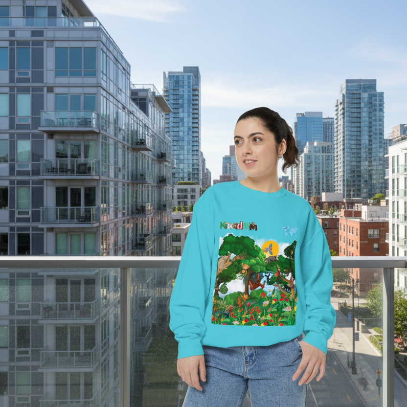 Jungle Theme Unisex Garment-Dyed Sweatshirt, Wild Animals Graphic, Safari Lover Gift Printify
