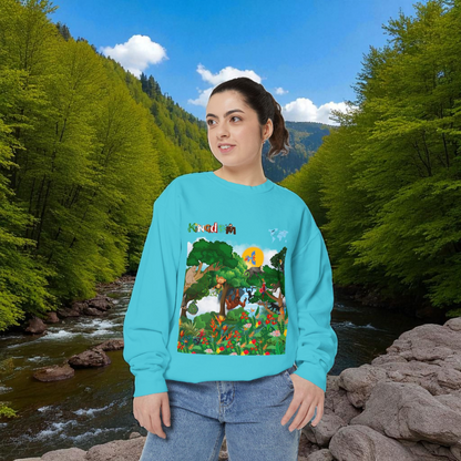 Jungle Theme Unisex Garment-Dyed Sweatshirt, Wild Animals Graphic, Safari Lover Gift