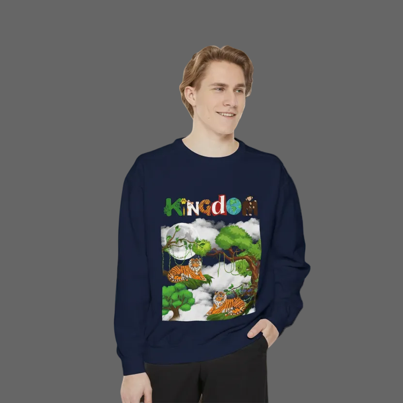 Tiger Jungle Unisex Sweatshirt, Wild Animals Garment-Dyed Jumper, Wildlife Sweatshirt, Tiger Print Printify